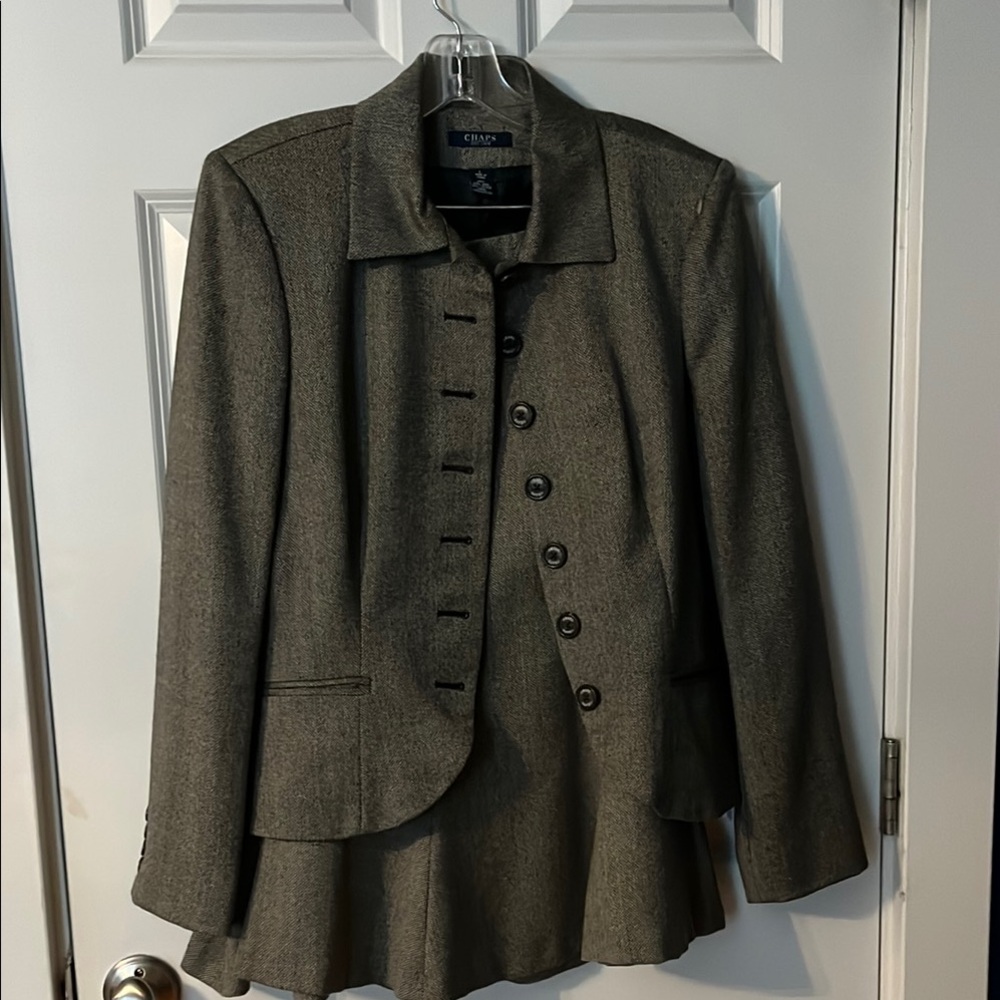 Chaps Gray Tailored Suit (Jacket and Skirt)